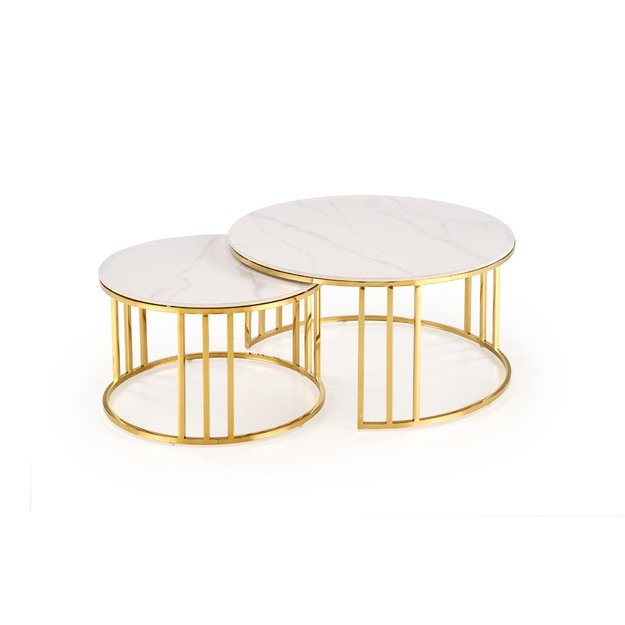 MERCURY 3 set of 2 c. tables, white marble / gold 20