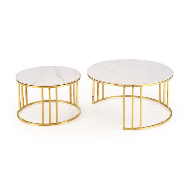 MERCURY 3 set of 2 c. tables, white marble / gold 10