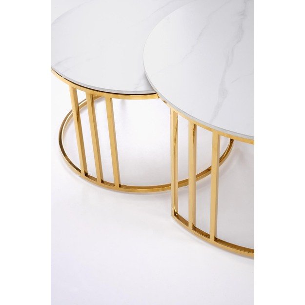 MERCURY 3 set of 2 c. tables, white marble / gold 18