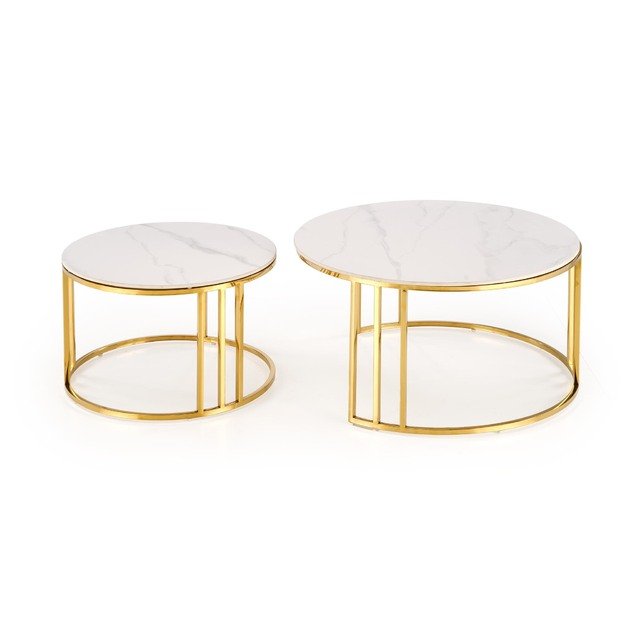 MERCURY 3 set of 2 c. tables, white marble / gold 4