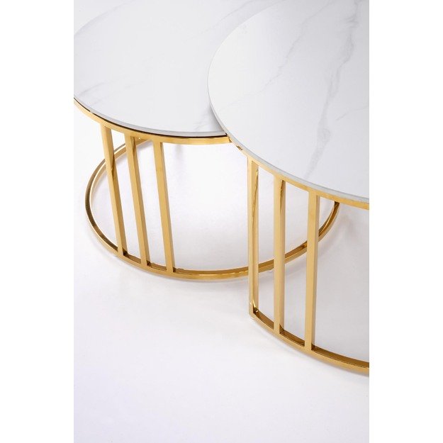 MERCURY 3 set of 2 c. tables, white marble / gold 7