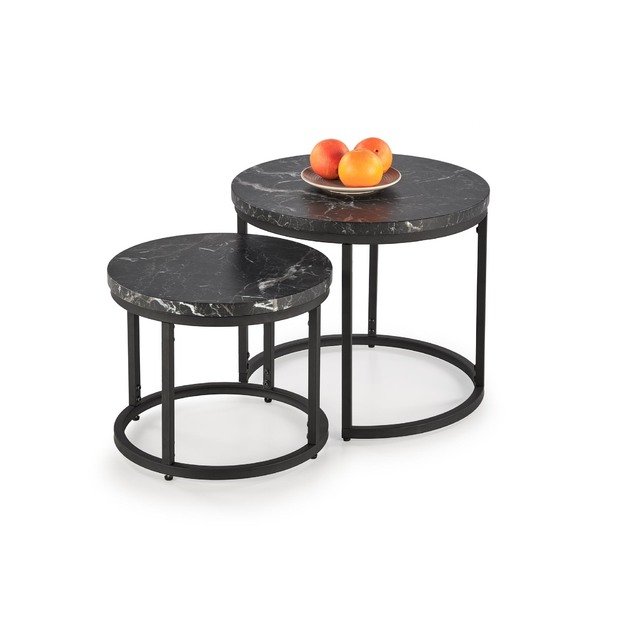 OREO set of two c. tables - black marble / black