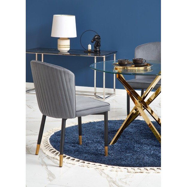 RAYMOND table, color: glass - transparent, legs - gold 19