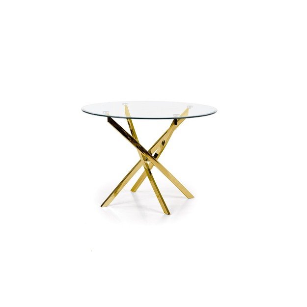 RAYMOND table, color: glass - transparent, legs - gold 24