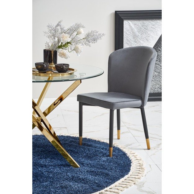 RAYMOND table, color: glass - transparent, legs - gold 20