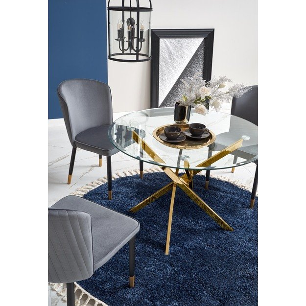 RAYMOND table, color: glass - transparent, legs - gold 21