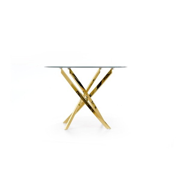 RAYMOND table, color: glass - transparent, legs - gold 17