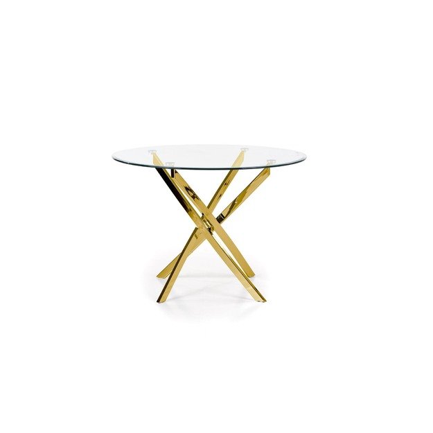 RAYMOND table, color: glass - transparent, legs - gold 22