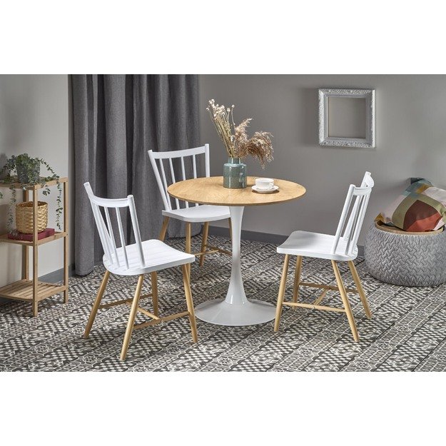 STING table, color: top - golden oak, legs - white
