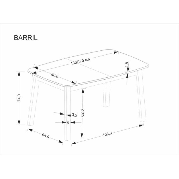 BARRIL extension table, color: artisan oak / black 10
