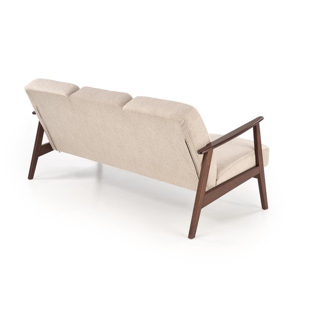 MILANO 3S sofa,  beige CASTEL#15 / dark walnut 12