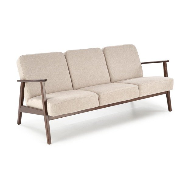 MILANO 3S sofa,  beige CASTEL#15 / dark walnut