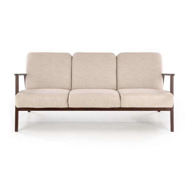 MILANO 3S sofa,  beige CASTEL#15 / dark walnut 20