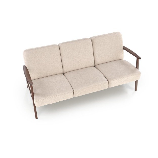MILANO 3S sofa,  beige CASTEL#15 / dark walnut 21