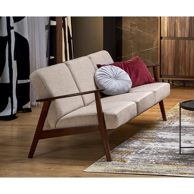 MILANO 3S sofa,  beige CASTEL#15 / dark walnut 2