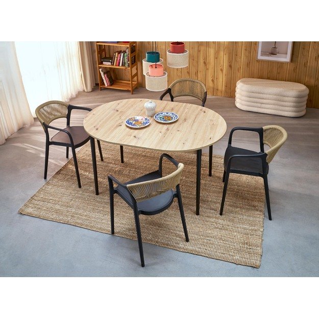PIVOT extension table top - artisan oak, legs - black 20