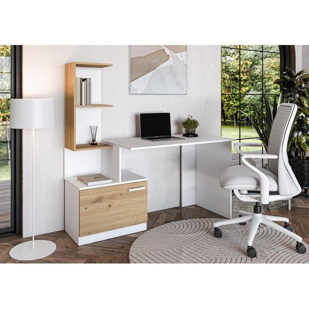 MISO desk, white / artisan oak