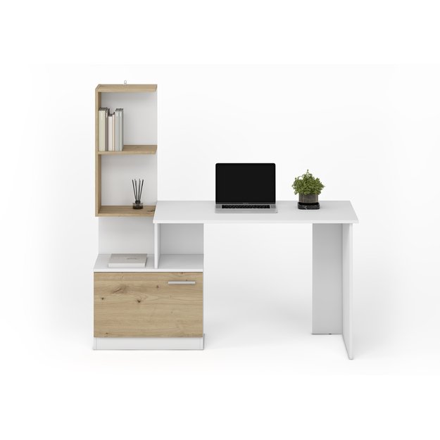 MISO desk, white / artisan oak 7