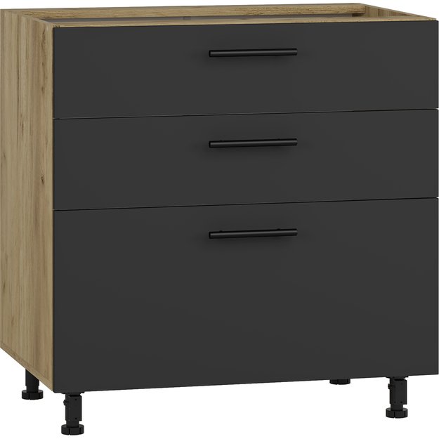VENTO DS3-80/82 lower cabinet with drawers, color: craft oak/antracite