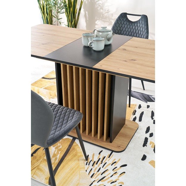 WILSON extension table, top - artisan oak / black, legs - artisan oak / black 9