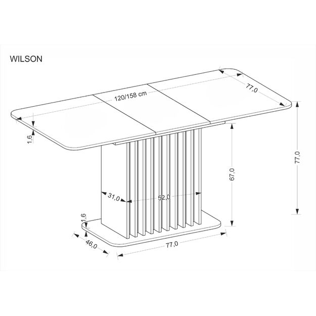 WILSON extension table, top - artisan oak / black, legs - artisan oak / black 8