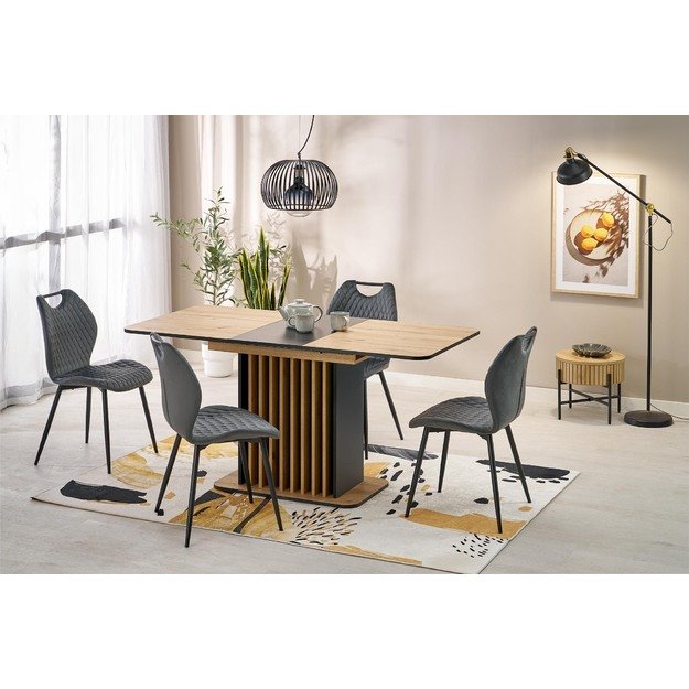 WILSON extension table, top - artisan oak / black, legs - artisan oak / black 17