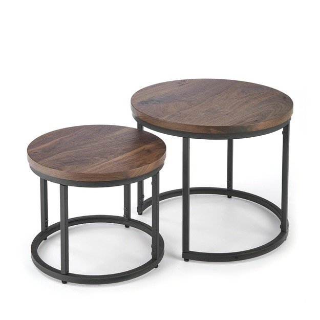 OREO set of two coffee tables, walnut / black 3