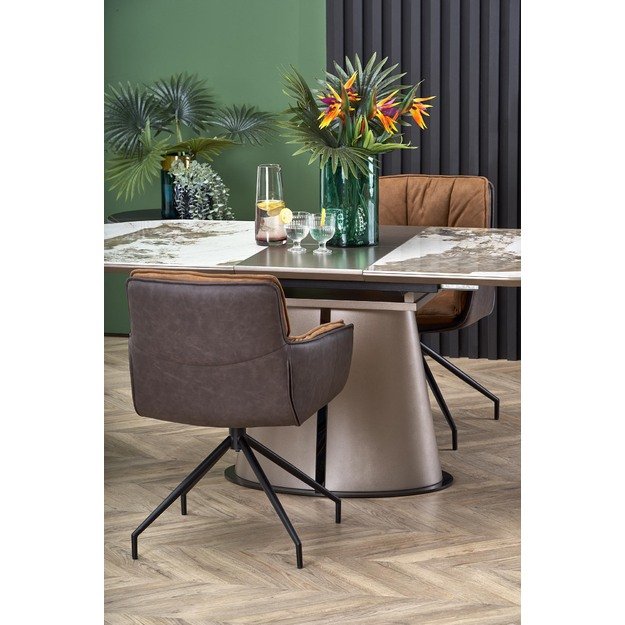 ROBINSON extension table, beige marble / cappuccino / black 34