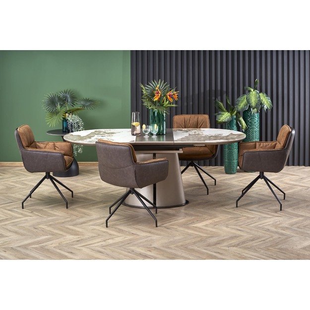 ROBINSON extension table, beige marble / cappuccino / black 35