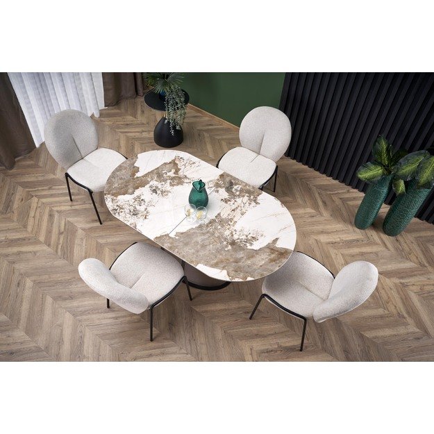 ROBINSON extension table, beige marble / cappuccino / black 32