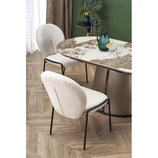 ROBINSON extension table, beige marble / cappuccino / black 13