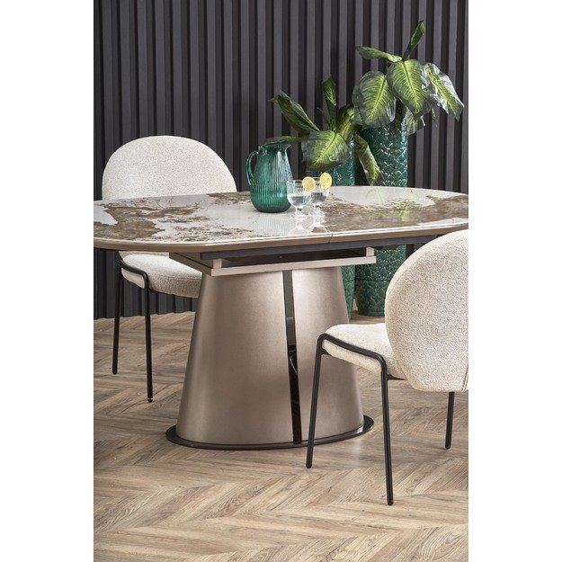 ROBINSON extension table, beige marble / cappuccino / black 30
