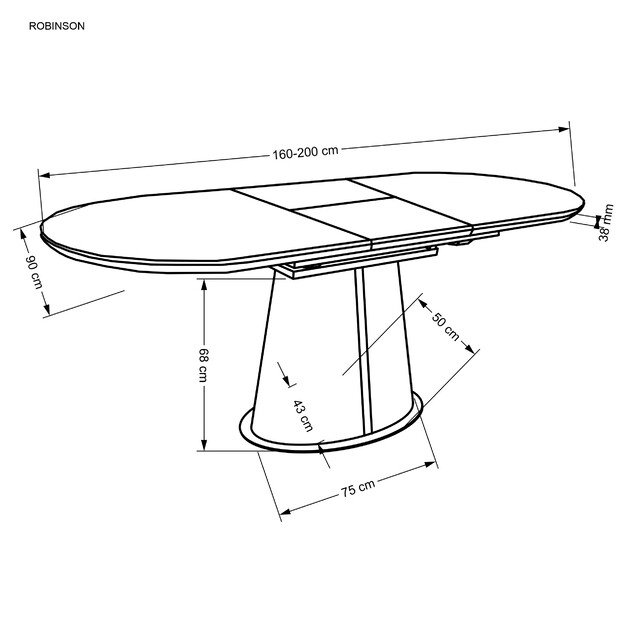 ROBINSON extension table, beige marble / cappuccino / black 10