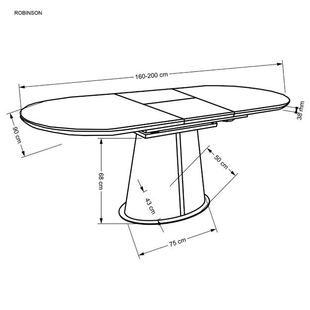 ROBINSON extension table, beige marble / cappuccino / black 28