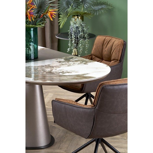 ROBINSON extension table, beige marble / cappuccino / black 15
