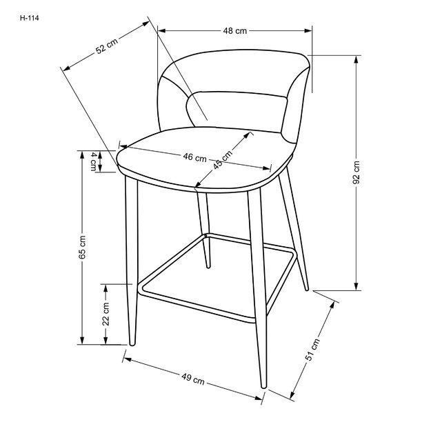H114 bar stool, beige / walnut
