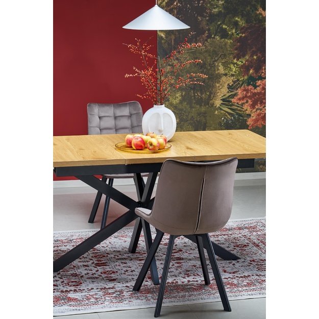 HOLTER extension table, top - gold oak, legs - black