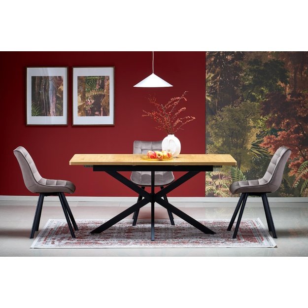 HOLTER extension table, top - gold oak, legs - black