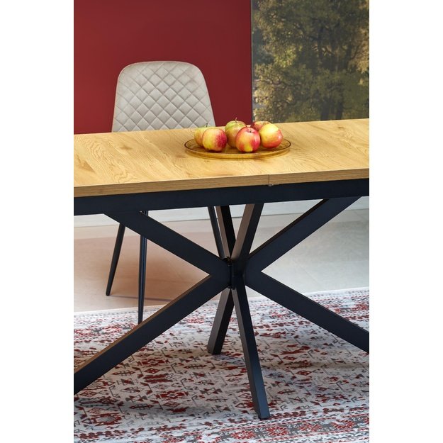 HOLTER extension table, top - gold oak, legs - black