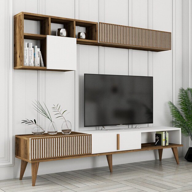 Milan TV - Walnut, White 3