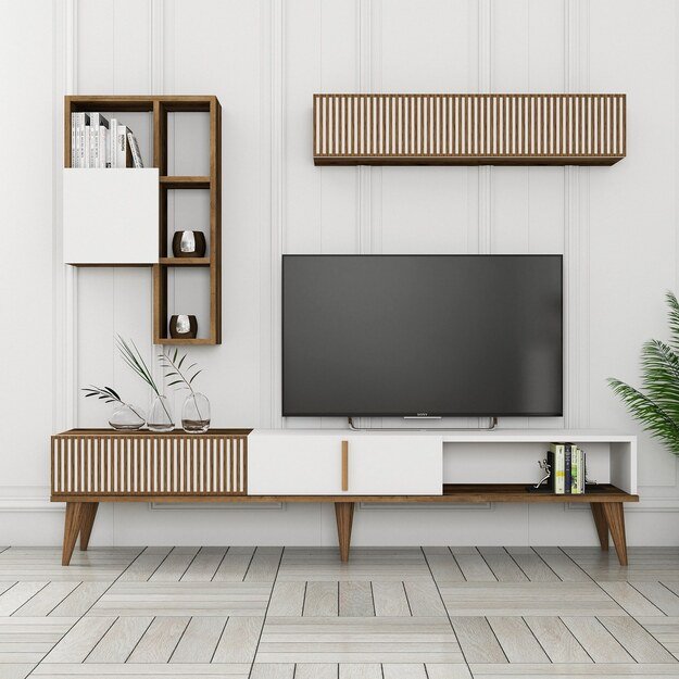 Milan TV - Walnut, White 2
