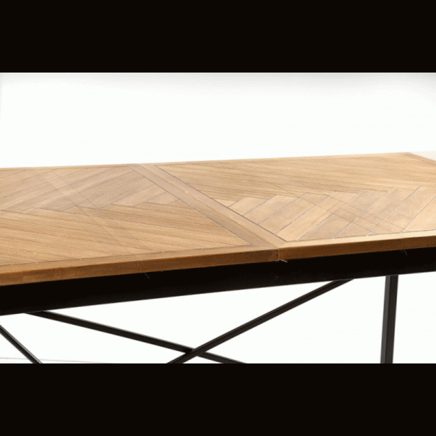 ALVARO prailginamas stalas, viršus - medaus ąžuolo, kojos - juodos