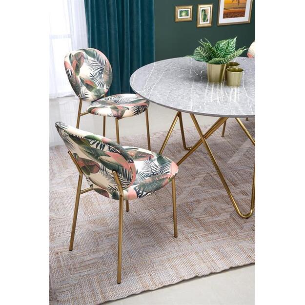 BONELLO stalas, viršus - pilkas marmuras, kojos- auksinės