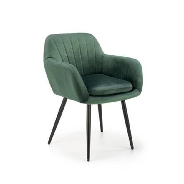 K429 tamsiai žalia metalinė kėdė
