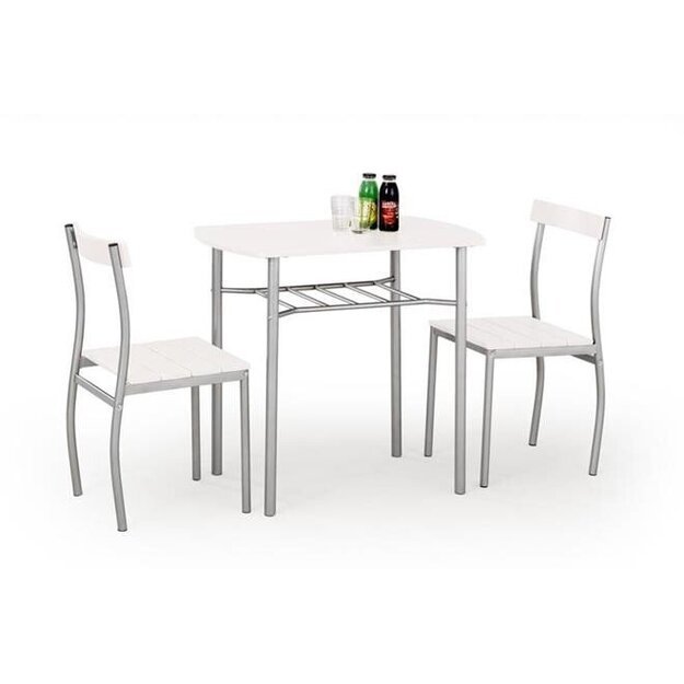 LANCE komplektas: stalas + 2 kėdės, baltas