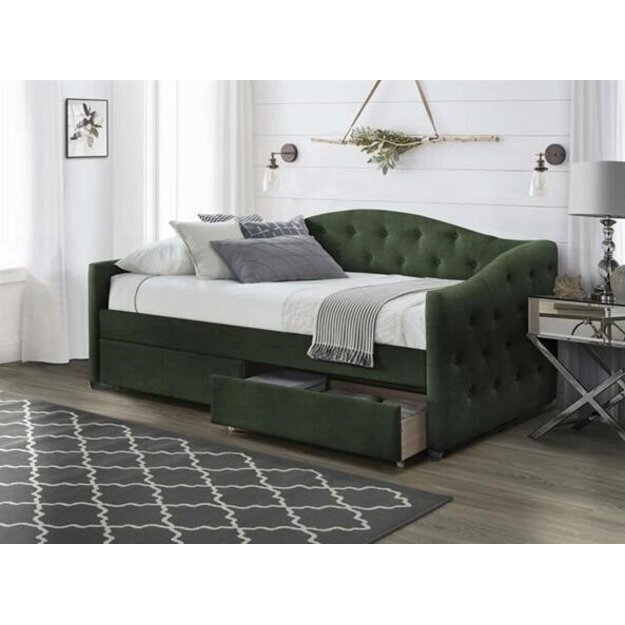 ALOHA lova su patalynės dėže tamsiai žalios spalvos aksomas