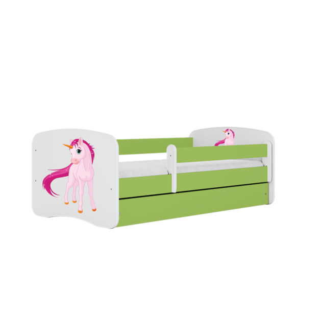 BABYDREAMS Bed babydreams green unicorn with drawer with mattress 180/80, Green