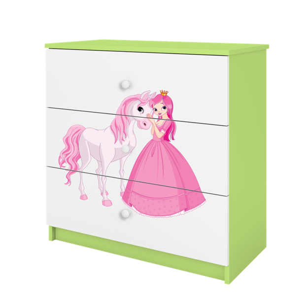 BABYDREAMS Chest of drawers babydreams green princess horse, Green