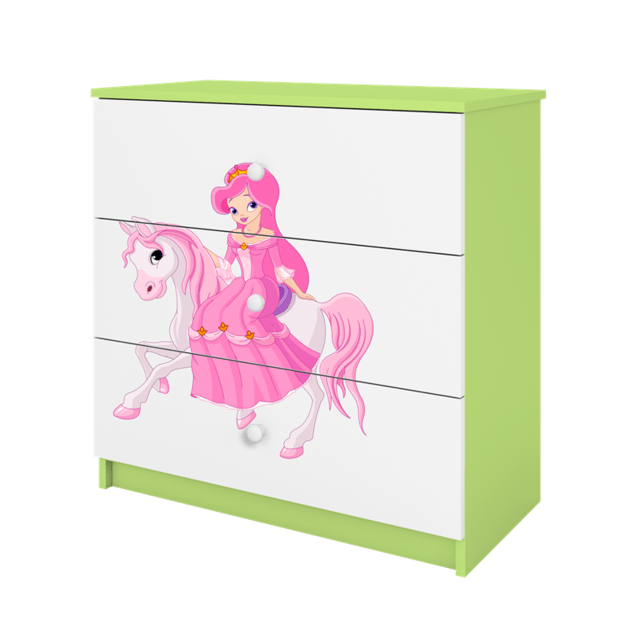 BABYDREAMS Chest of drawers babydreams green princess on horse, Green