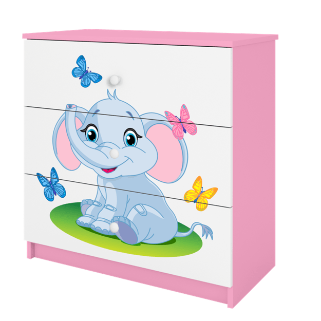 BABYDREAMS Chest of drawers babydreams pink baby elephant, Pink 